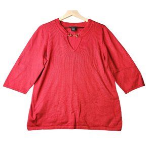 Lane Bryant Red 3/4 Sleeve Sweater Women Plus Size 14/16